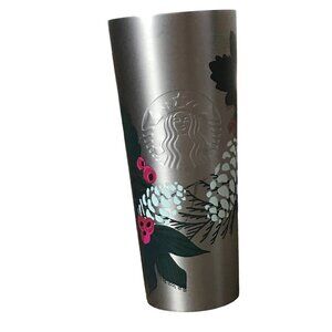 Starbucks 2021‎ HOLIDAY Pinecone Berry Metallic Stainless Steel Tumbler 24 Oz.